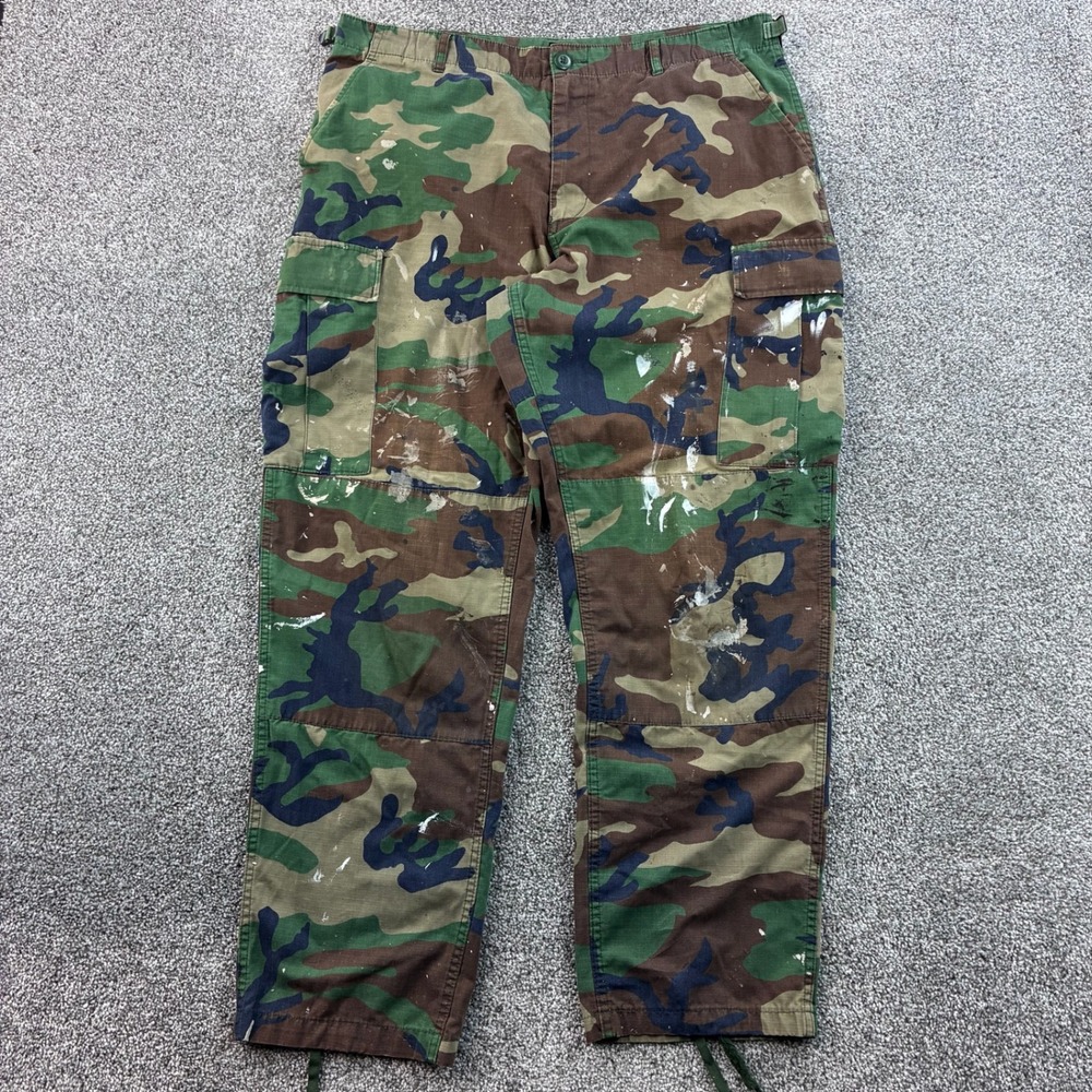 US Military Pants Mens Large Reg Woodland Camo BDU Hot Weather Trousers